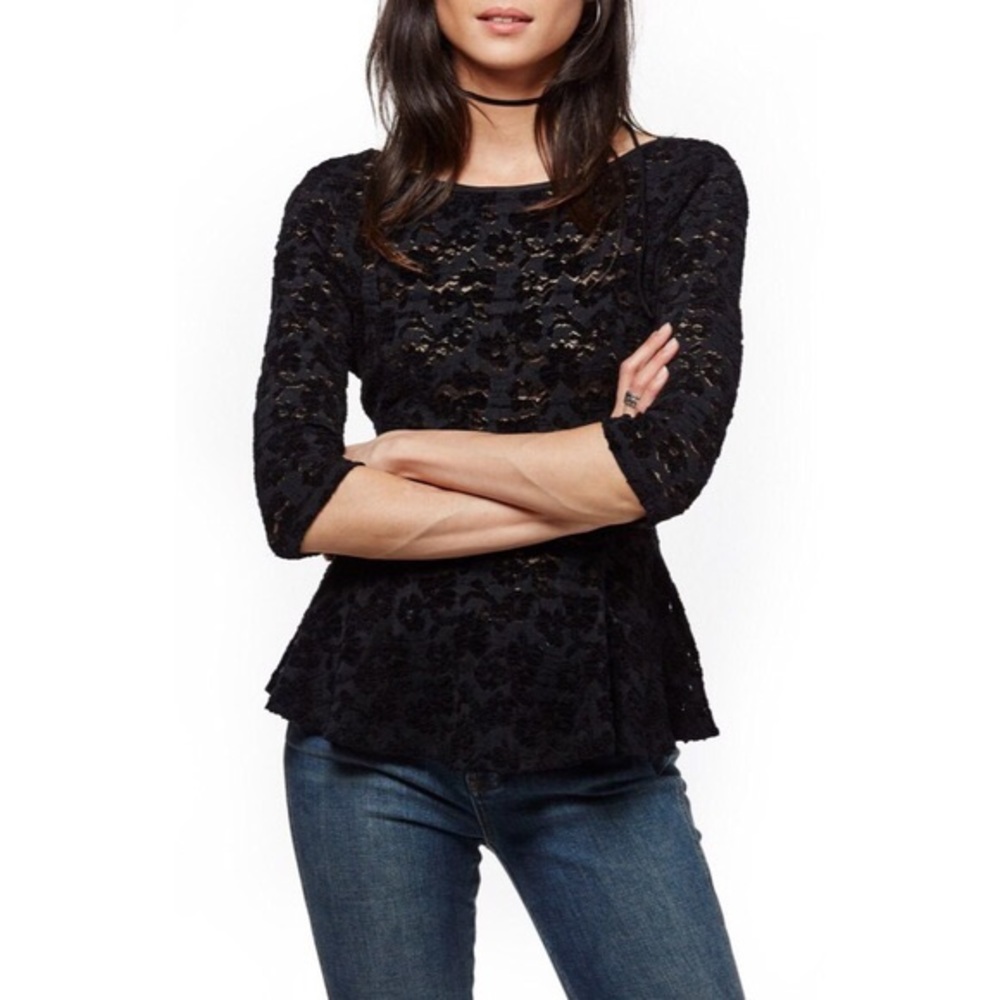 FREE PEOPLE CHENILLE LACE TOP